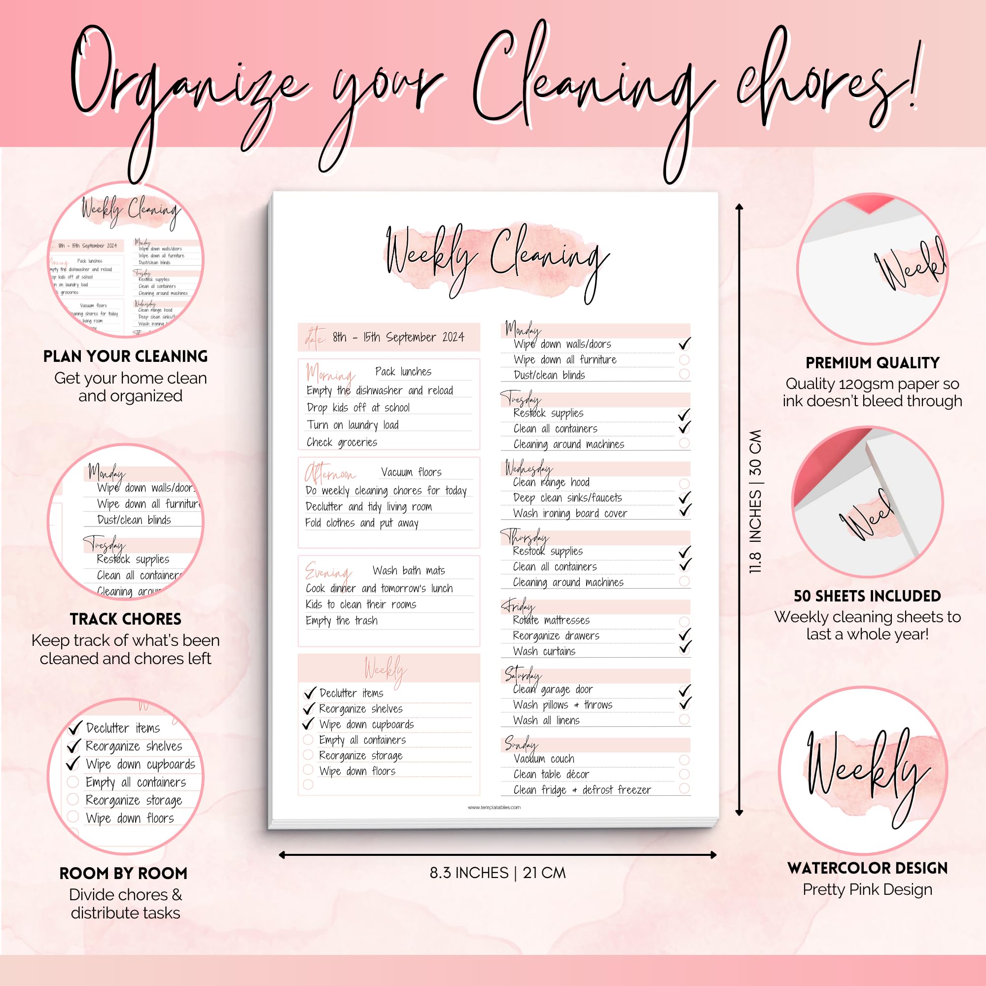 Weekly Cleaning Planner Notepad – Daily, Weekly & Monthly Cleaning ...