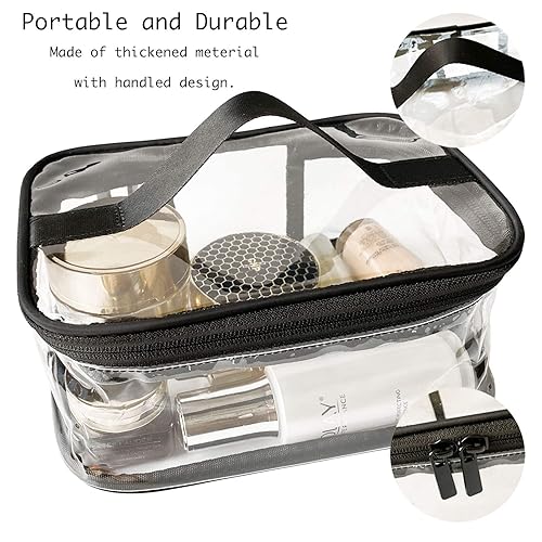 Miniatura 4 de Neceser Maquillaje Cosmético Bolsa Transparente Portátil Impermeable Transparente Almacenamiento de Viajes Negro
