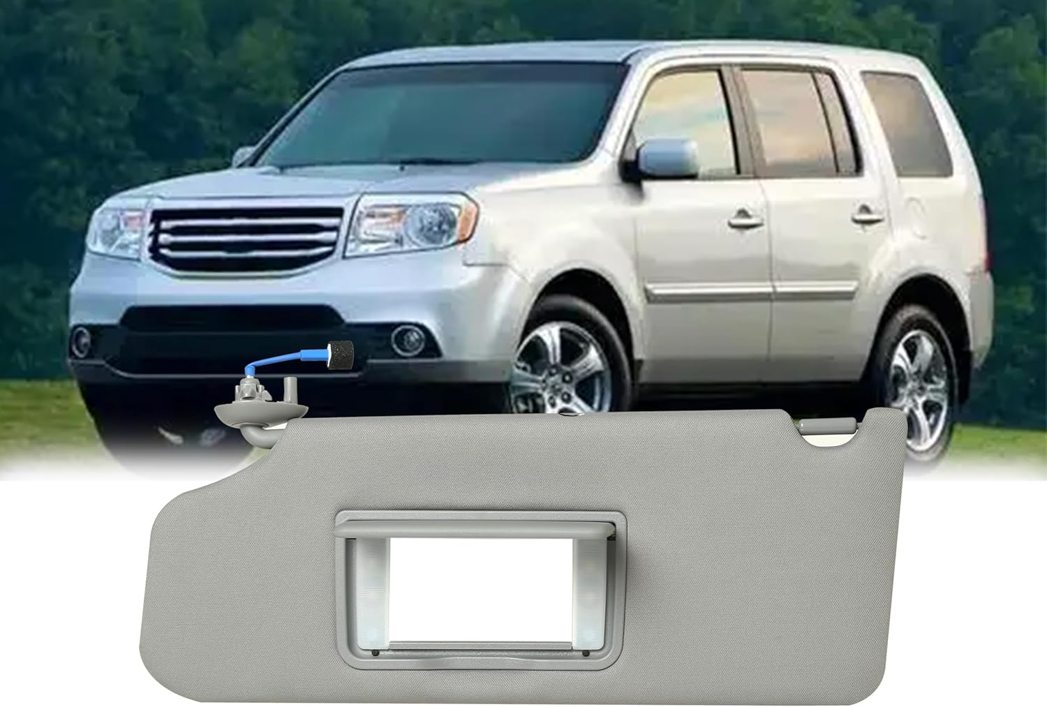 Driver Left Side Sun Visor Compatible with Honda Pilot 2009-2015 Replacement Sunshade # 83280-SZA-A01ZA (Gray, Driver Left Side)