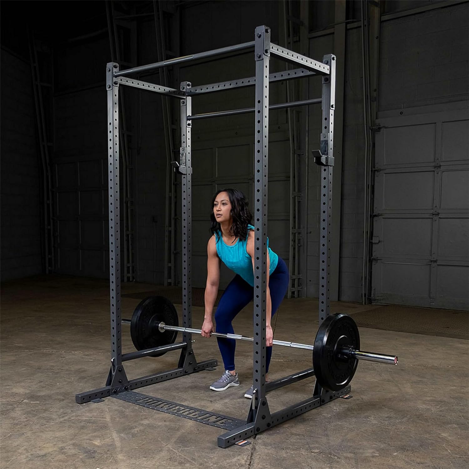 Body-Solid Powerline (PPR1000) Power Rack - Steel Frame Squat Cage with J-Cups and Safety Pipes for Home Gym Strength Training