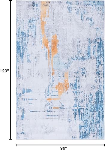 Miniatura 2 de SAFAVIEH Alfombra lavable Tacoma Collection - 8 x 10 pies, gris y azul, antideslizante y fácil limpieza, ideal para sala de estar, dormitorio,