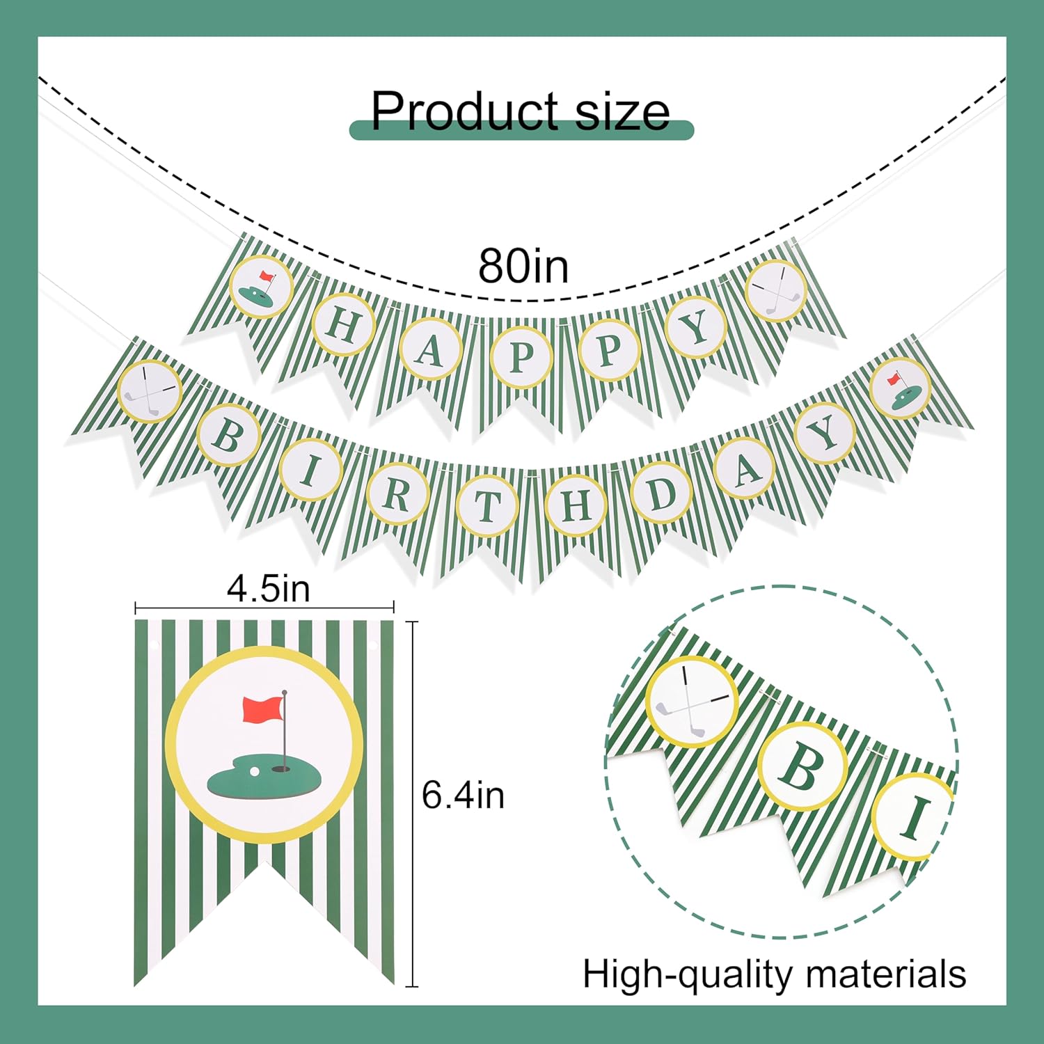Golf Happy Birthday Banner - Golf 1st/First Year Party Decoration,Hole In One Party Banner,Hole In One First Year Banner (banner-3) - Image 2