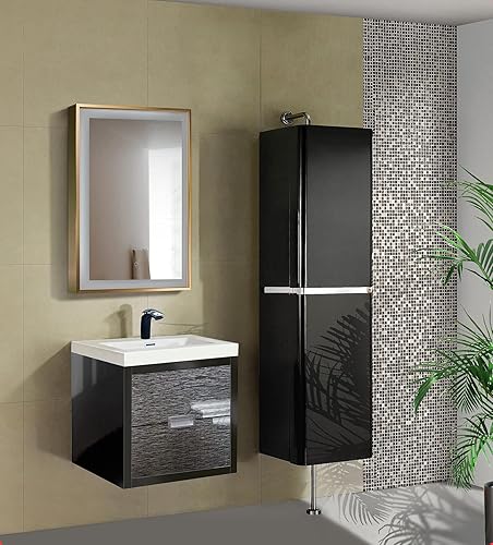 Miniatura 4 de Krugg Soho Espejo LED enmarcado para baño, espejo de tocador iluminado incluye atenuador y desempañador, montaje en pared vertical u horizontal