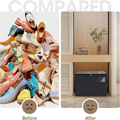 Miniatura 5 de Gattlukd Organizador de zapatos para armario, se adapta a hasta 16 pares, contenedor de almacenamiento grande para zapatos con cubierta