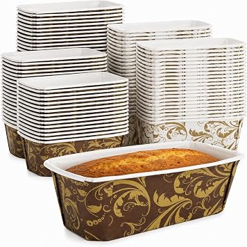 RHBLME Paper Loaf Pan, 100 PACK Disposable Loaf Pans Bakeable Grease Resistant Baking Cake Mold, Microwave Safe Freezer Safe Oven Safe, Kraft Pan Supply for Baking Bread Meatloaf Cake Sweets