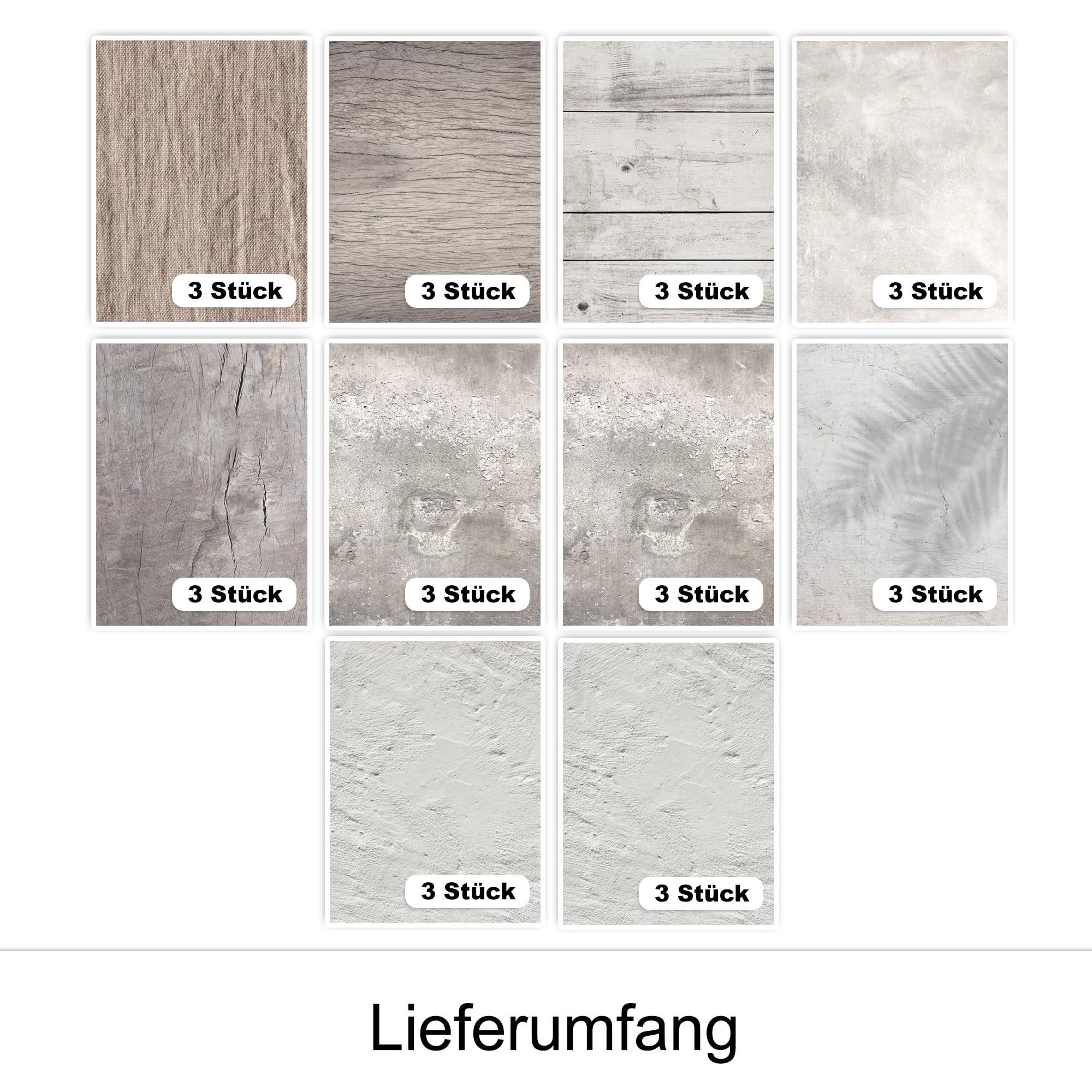 GRAZDesign Fliesenaufkleber Bad & Küche Textur Stein Holz Beige Grau Klebefliesen selbstklebend - 20x25cm / 30 Stück