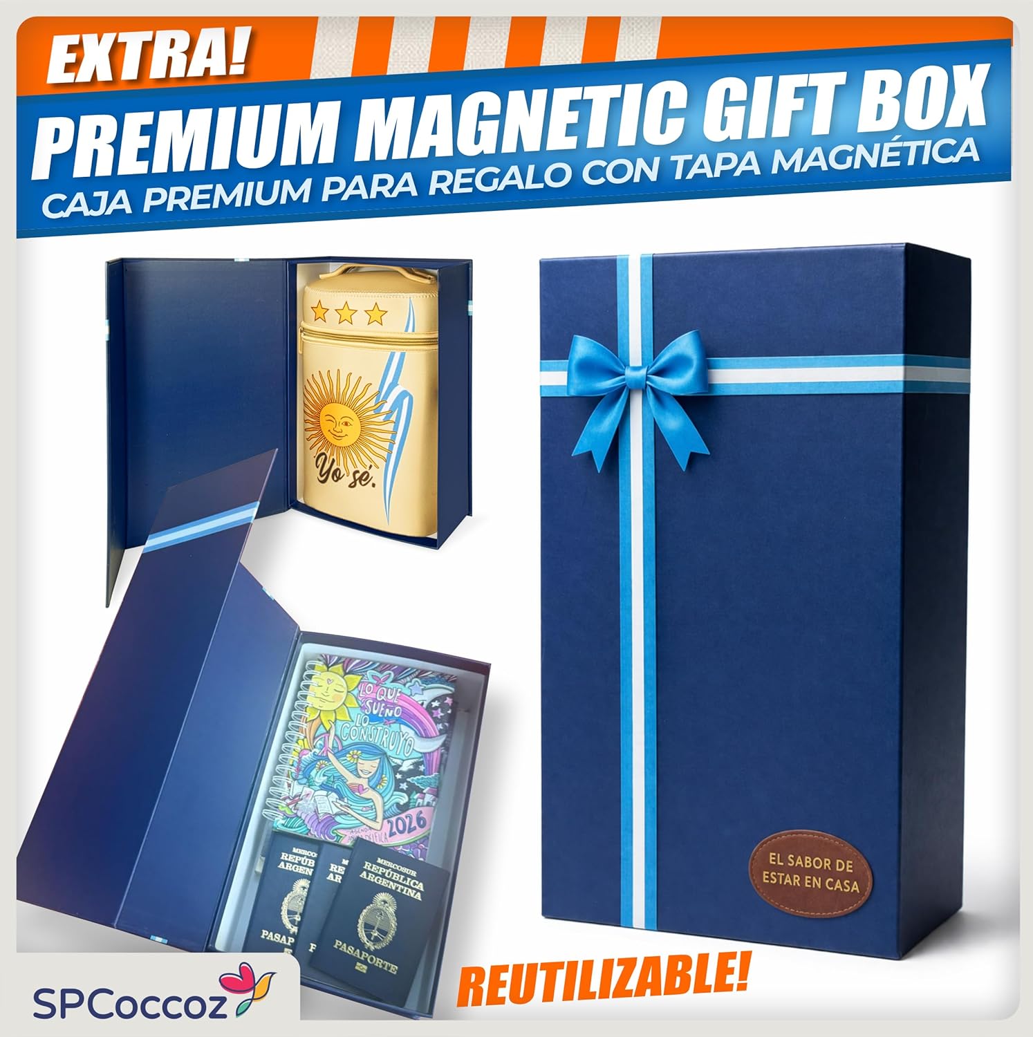 Yerba Mate Cup Set – Complete Argentine Yerba Mate Kit - 750 ml Stainless Steel Bottle, Mate Gourd, Bombilla, Neoprene Bag, Yerba Container & Gift Box (Yo Sé – Sol Argentino)