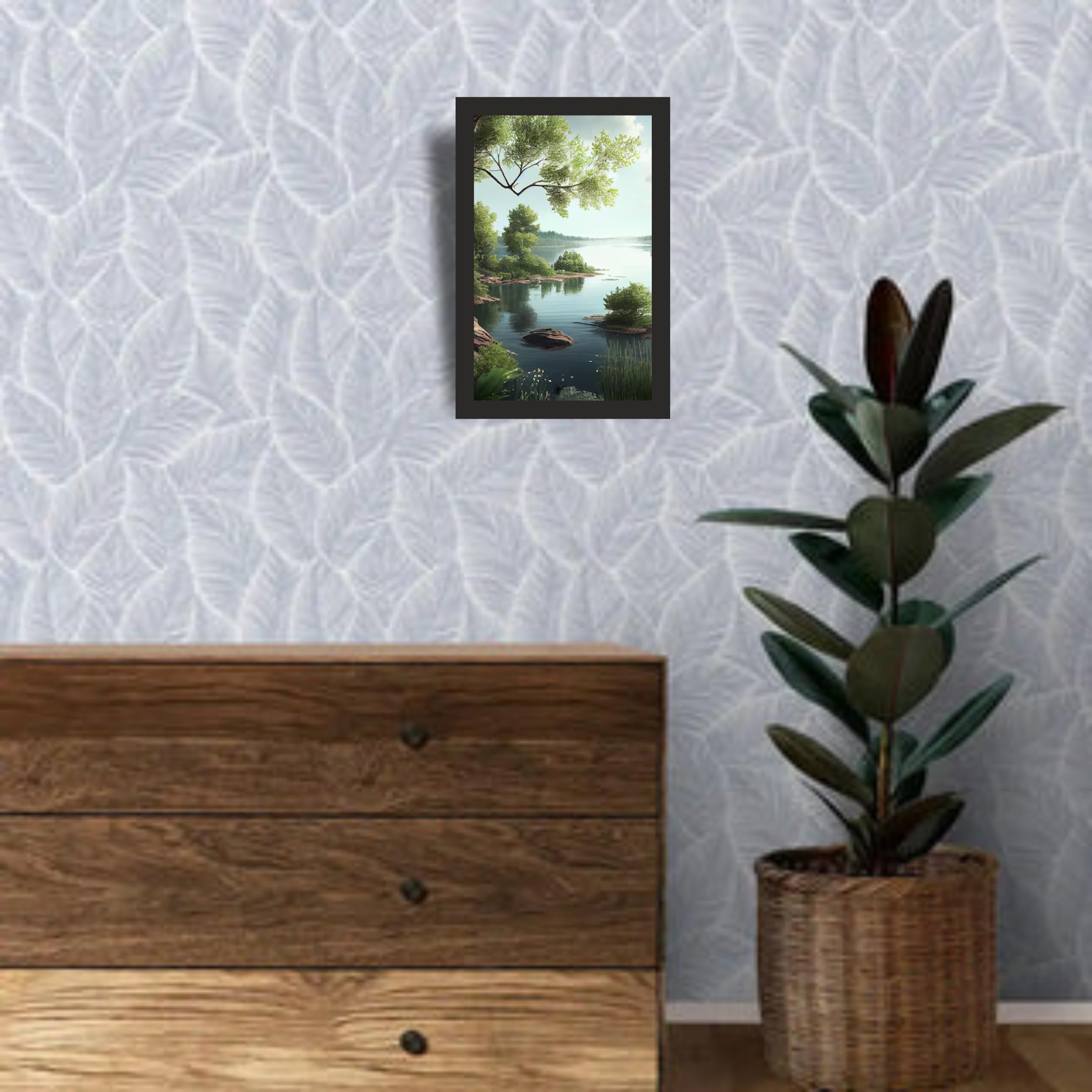 Lakeside Greenery Wall Art Frame 12x18 Inch