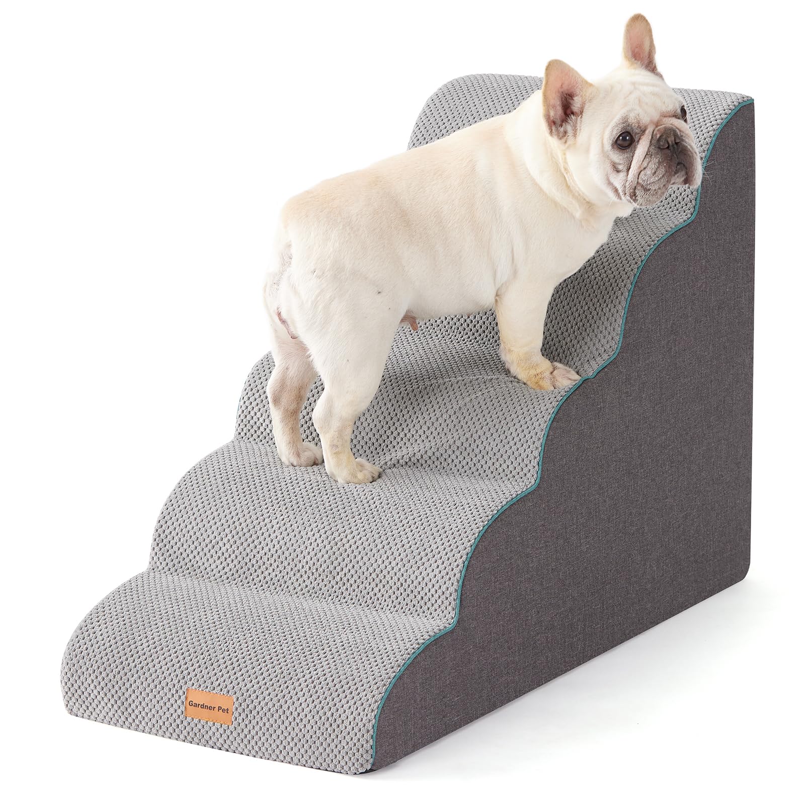 Photo 1 of Gardner Pet Dog Stairs for Small Dogs 22.8" H, Curved 5-Step Pet Stairs, Dog Steps for High Bed, Couch (24-30 in) with Durable Non-Slip Waterproof Fabric Cover and CertiPUR-US Certified Foam