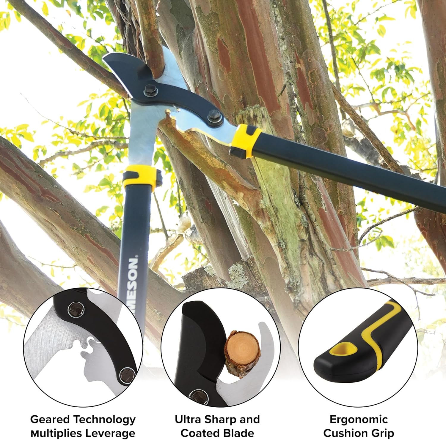 Jameson Heavy-Duty 32″ Geared Bypass Lopper | 1-3/4″ Cutting Capacity | Compound Lever & Gear Technology | Aluminum Frame | Non-Stick Blade