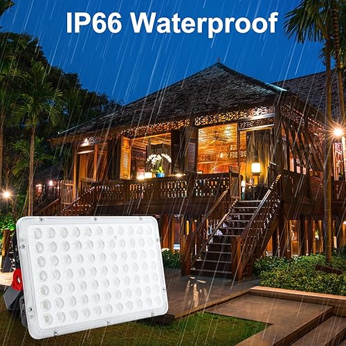 Miniatura 5 de Indmird Paquete de 2 reflectores LED de 200 W, luces de inundación exteriores, luces de inundación al aire libre, luz de inundación enchufable, para