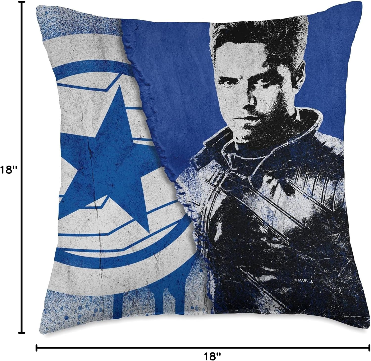 Marvel The Falcon and The Winter Soldier Bucky Barnes Blue Throw Pillow