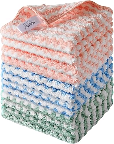 Vista 112 de JOYMOOP Paquete de 18 paños de limpieza de microfibra, toallas de cocina para lavar platos, paños absorbentes sin manchas sin pelusa para limpieza