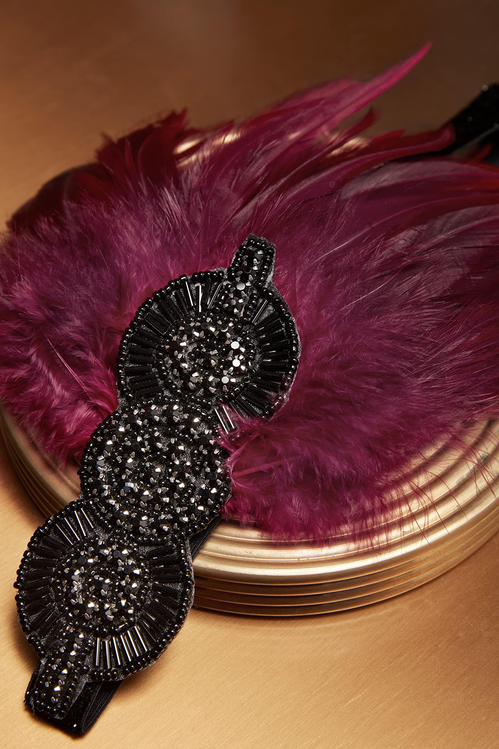 Vintage Lord & Taylor Headband Maroon with feather details 70s Feather Headband - Etsy main image 4