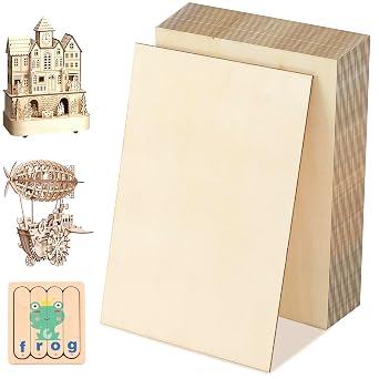 24 Pack Basswood Sheets 4x6 x 1/16 Inch Thin Plywood Balsa Wood Sheets Unfinished Wood Squares Boards Balsa Wood Sheets for Crafts Laser Cutting Wood Burning and Drawing 4 x 6 inch