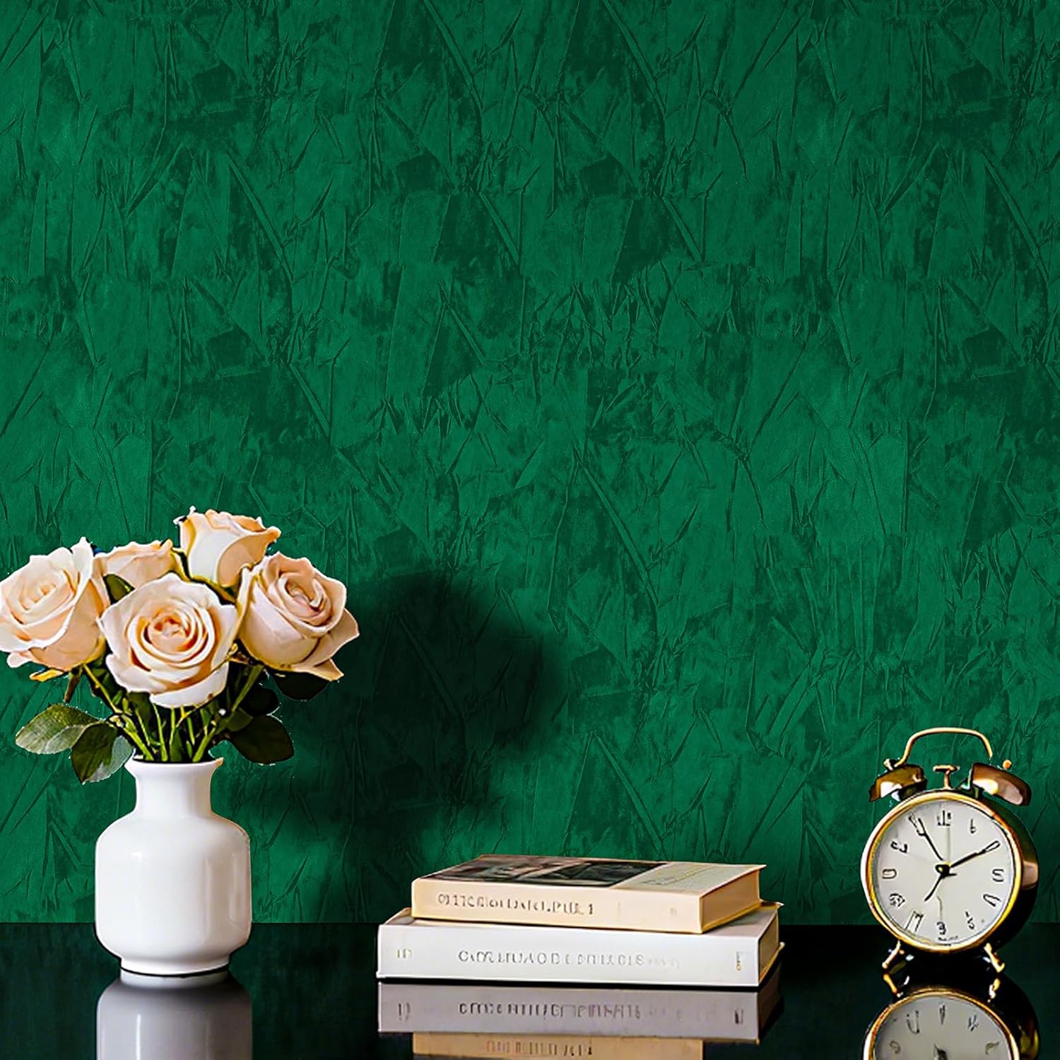 30x317 Large Dark Green Wallpaper Self Adhesive Felt Fabric Wallpaper Stick and Peel Premium Green Velvet Drawer Liner for Jewelry Drawer DIY Crafts Crushed Fabric Contact Paper for Backdrop