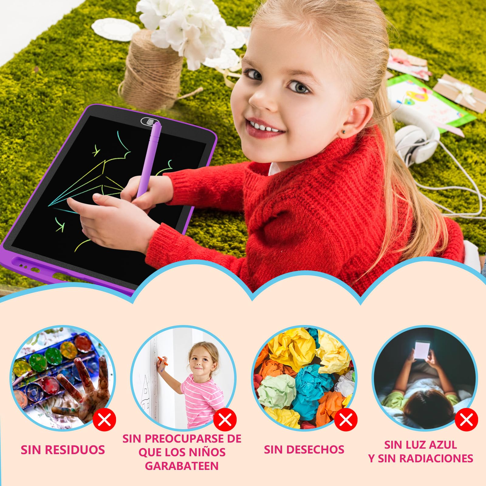 3 Packs Pizarra de Escritura LCD de 10 Pulgadas, Electight Colorida Pizarra Tableta Electrónica Gráfica Pizarra Infantil, Juguete Educativo, Adecuado para Niños de 3-10 Años Cumpleaños