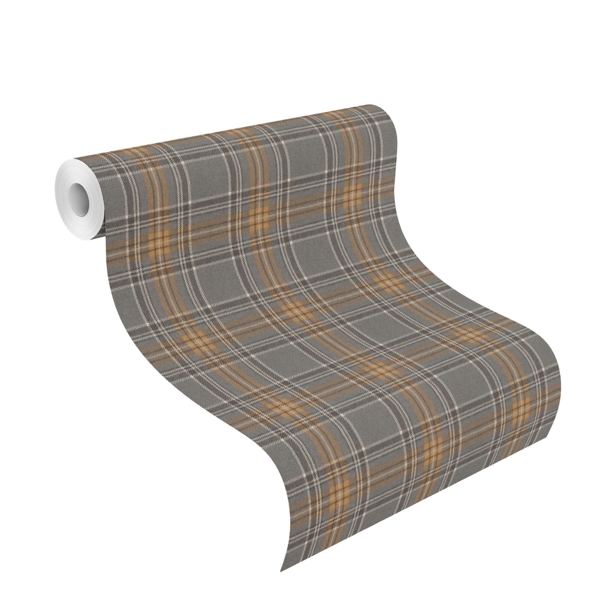 Rasch 537451 Checked Non-Woven Wallpaper in Anthracite, Grey and Brown from The Curiosity Collection - 10.05 m x 0.53 m (L x W) - Image 2
