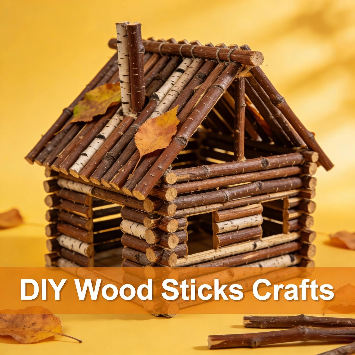 50PCS Wood Log Sticks for Crafts, Natural Wood Craft Sticks, 7.8'' & 11.8'' Craft Twigs for Decoration, DIY Photo Props, School Projects, Festival Decoration