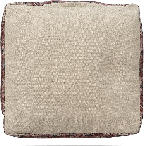 Miniatura 156 de L.R. Resources Inc LR Home Puf otomano de transición de poliéster gris/marfil para decoración del hogar | Reposapiés hecho a mano para decoración de
