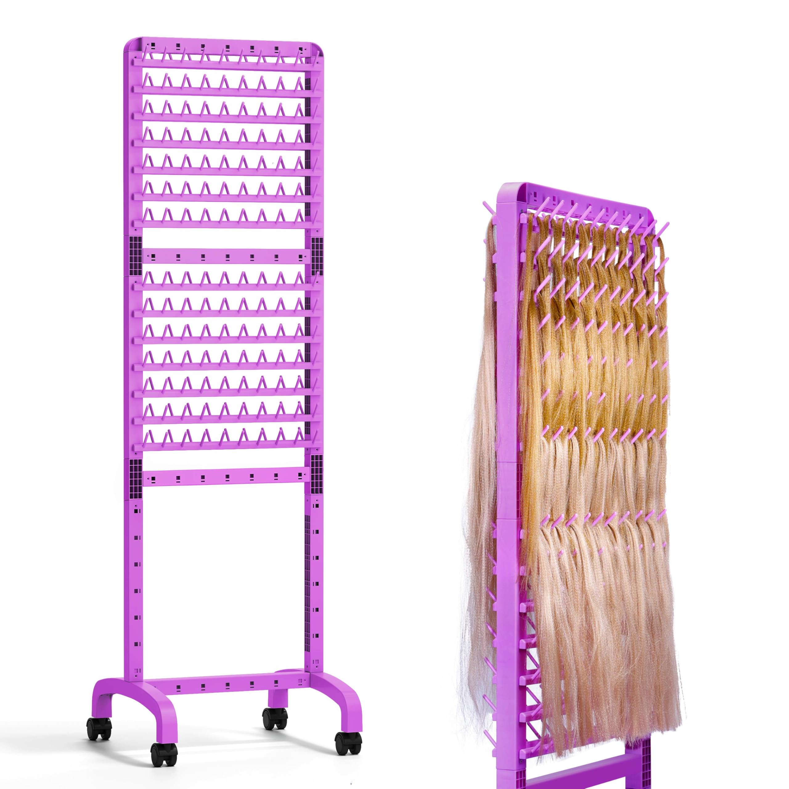 Braiding Hair Rack 280 Pegs, Height Adjustable, Mobile Braid Rack with Wheels, Standing Braider Rack Hair Stand Divider Separator Hair Extension Holder Hanger for Salon Home-image-22