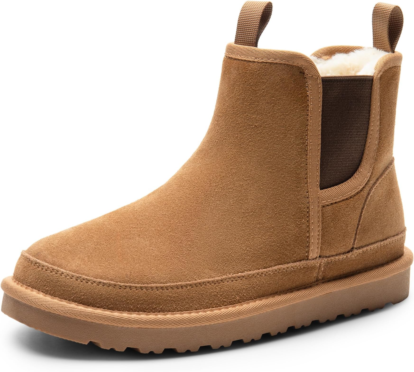Men's Winter Snow Boots FuzzyGo Rugged Suede Leather Cold Weather Warm Chelsea Outdoor Boots