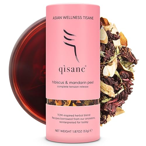qìsane - Bolsas de té orgánico de hibisco con cáscara de mandarina, té de hibisco de hojas sueltas, raíz de regaliz orgánica, semillas de cassia,