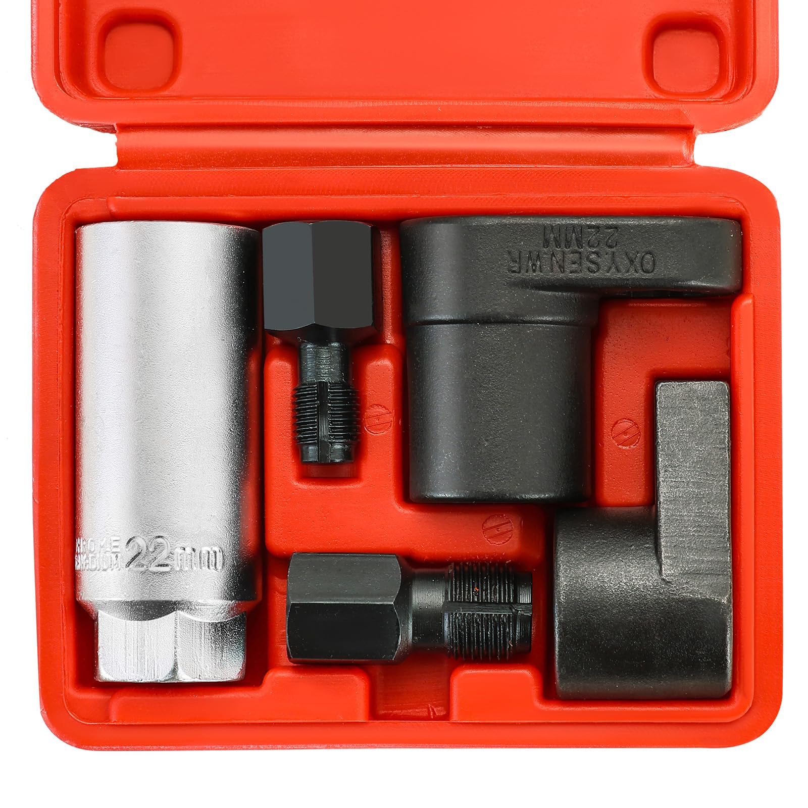 FLKQC 5pcs Oxygen Sensor Socket, Automotive Oxygen Sensor Socket Set, 3/8" 1/2" Drive x 7/8" 22mm O2 Sensor Removal Tool Kit