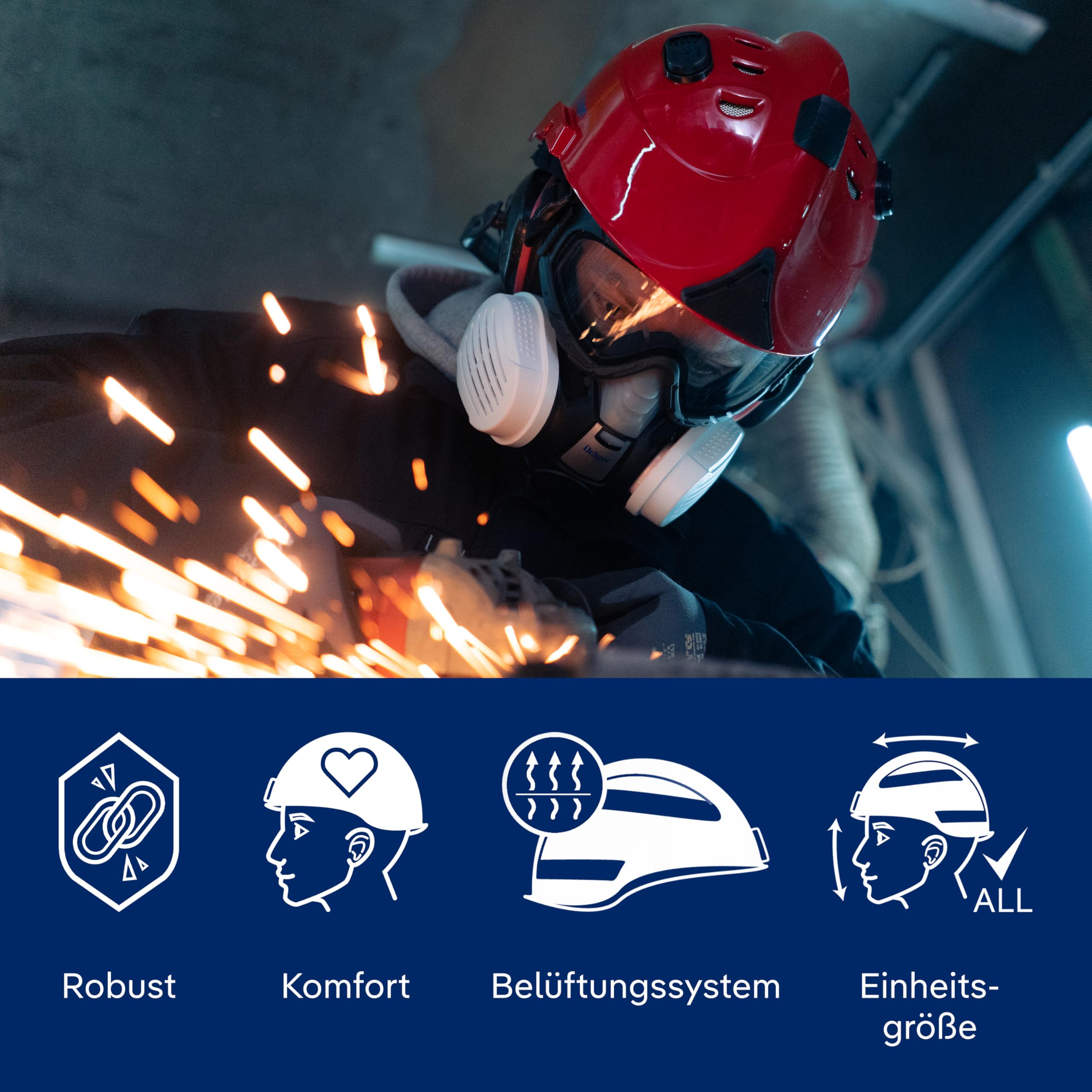 Dräger HPS 3500 Set Premium Verstellbarer Sicherheitshelm mit Schutzbrille | Für Rettungsdienst - BAU - Klettern - Bergbau