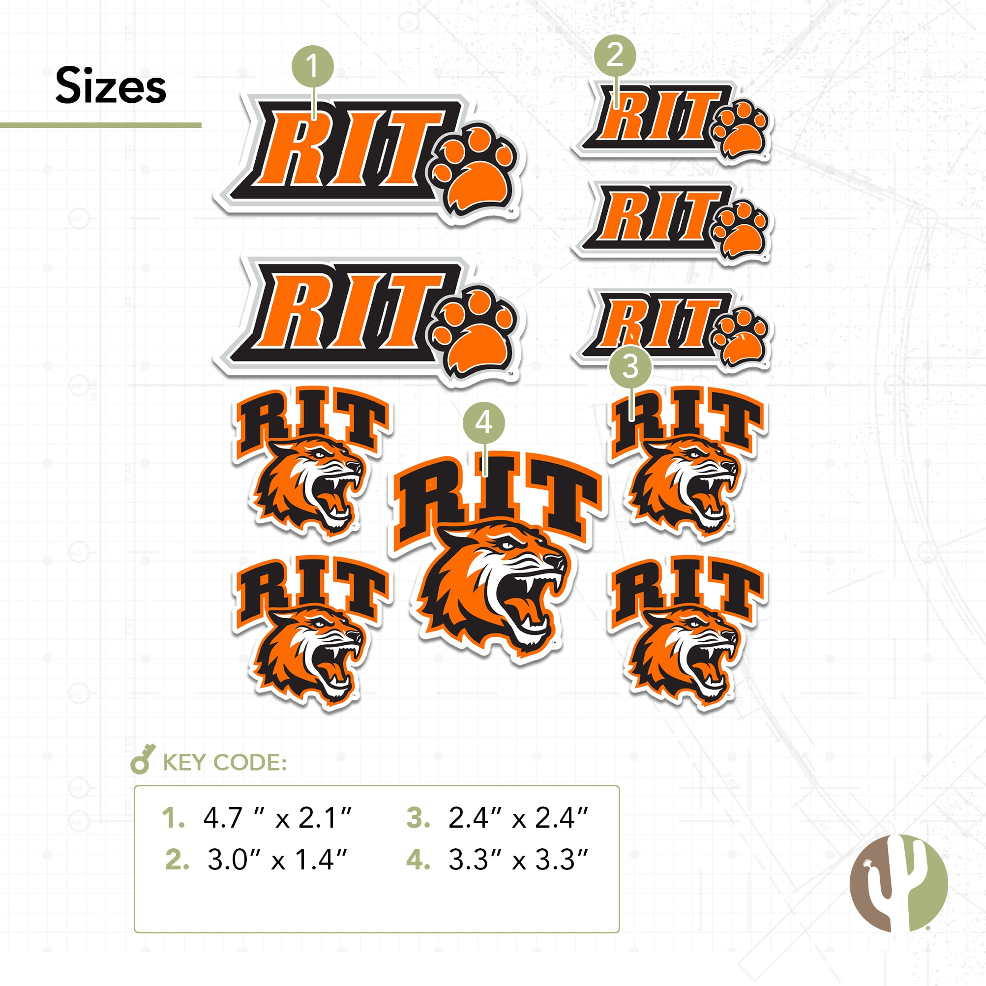 RIT Tigers Stickers - Rochester Institute Of Technology Vinyl Decals For Laptop, Water Bottle, Car - View #2