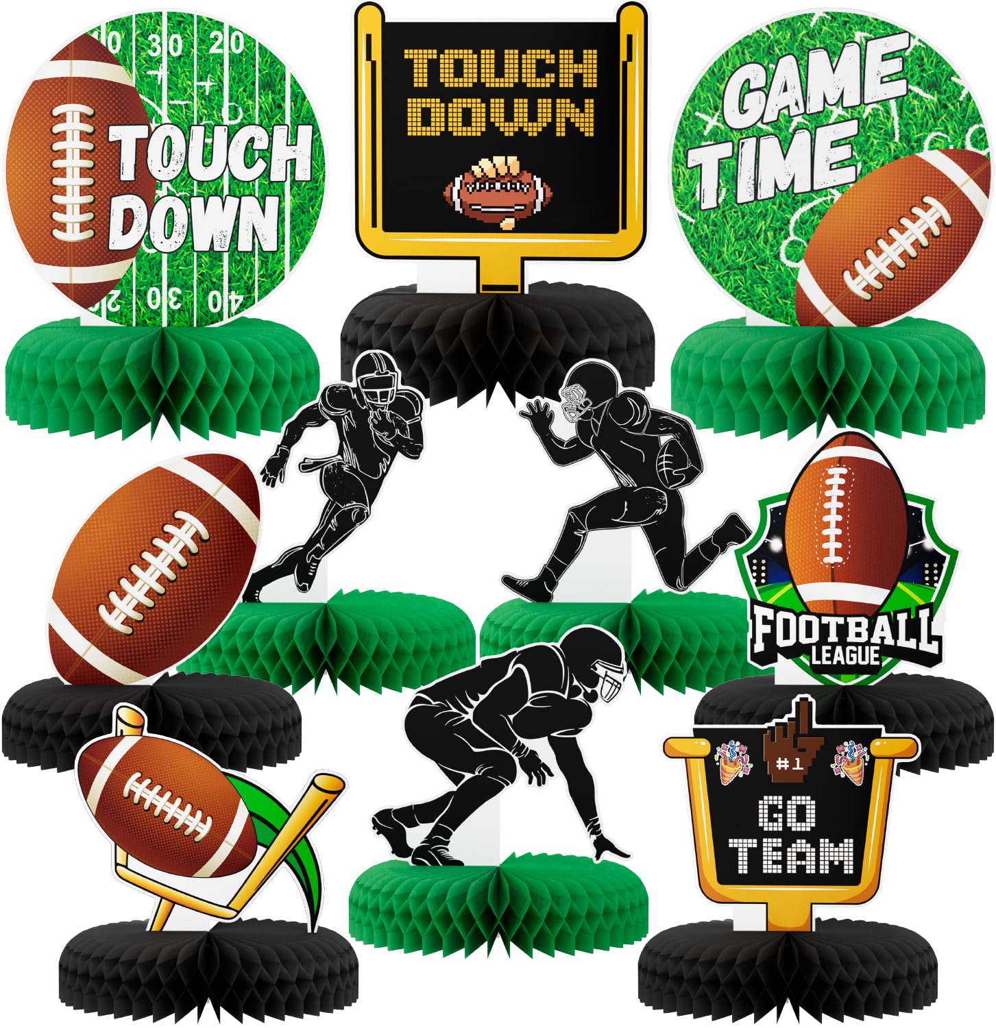 10Pcs Football Party Decorations, Football Centerpieces for Table