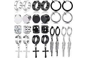 12 Pairs Clip On Feather Dangle Earrings Set - Piercing Not Required