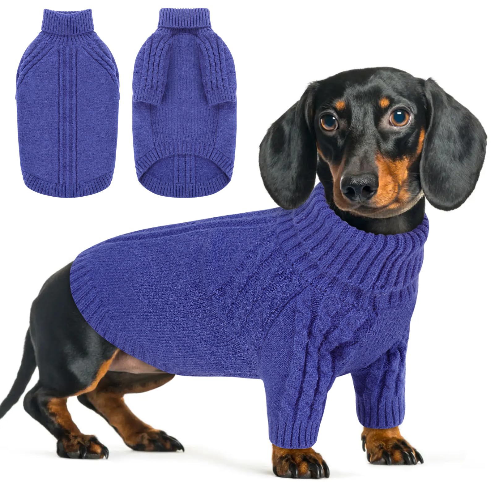 Queenmore Dog Jumpers Small, Highly Elastic Knitted Pet Sweater for Cold Weather, Fits Cocker Spaniel, Poodle, Cockapoo, Pomeranian (Blue, S) โ image 1