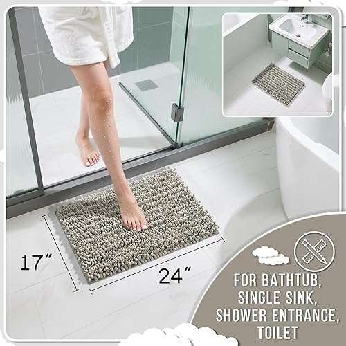 Miniatura 2 de Yimobra - Tapete de baño de felpilla de 24 x 17 pulgadas, extrasuave, antideslizante, absorbente, secado rápido, lavable a máquina, para ducha,
