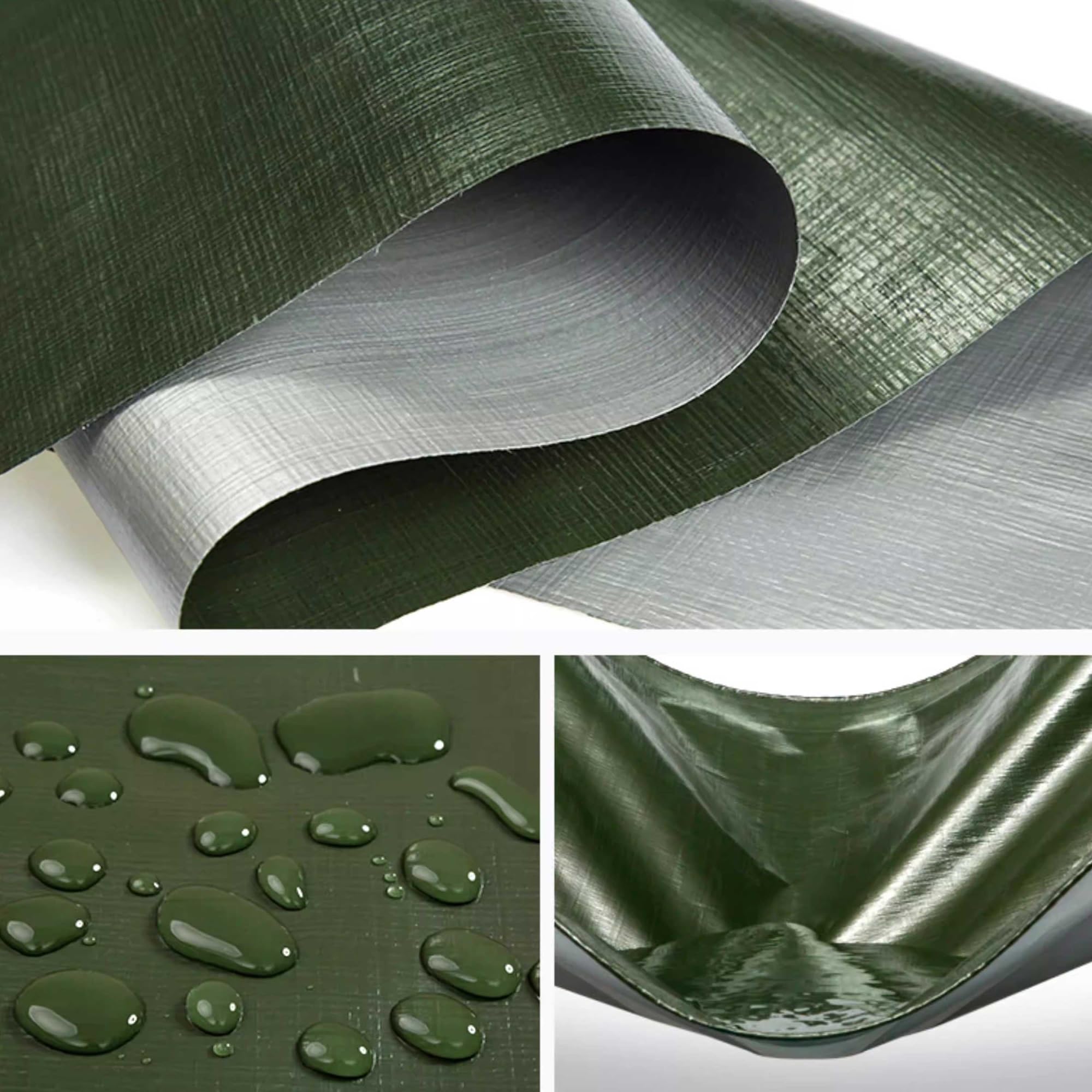 Bâche de Protection en Polyéthylène 200g/m² PE 5x7m l'extérieur Imperméable Ultra Lourde Toile de Résistante Revêtue des Deux côtés indéchirable, résistante aux UV, à la moisissure,Vert argenté