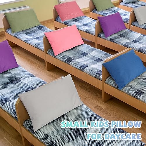 Miniatura 3 de Kigley Paquete de 12 mini almohadas para guardería de 9.1 x 13.8 pulgadas, almohada de viaje pequeña a granel suave y transpirable, almohada de