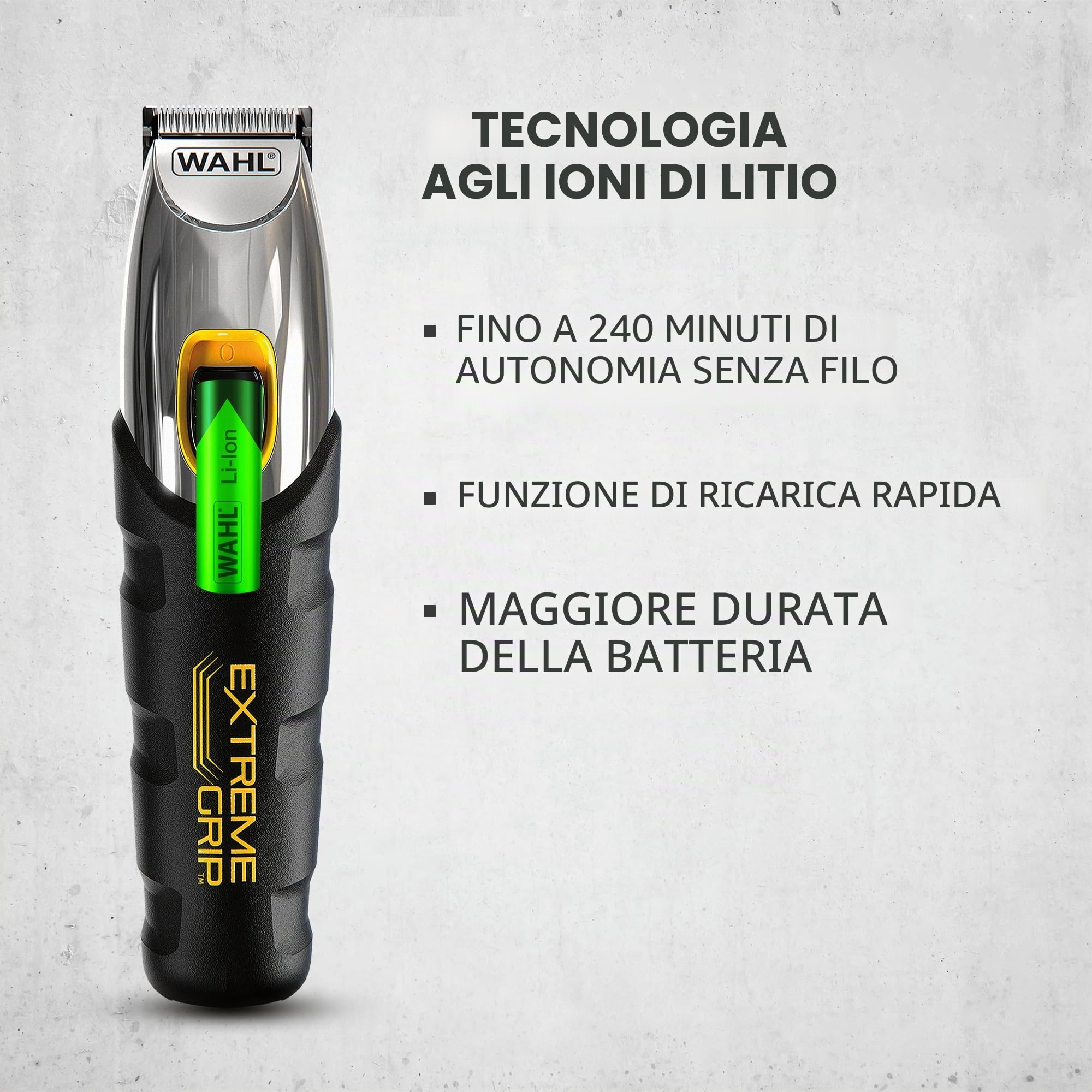 Regolabarba - WAHL - Extreme Grip - 240 V - 240 min - Nero / Arancione