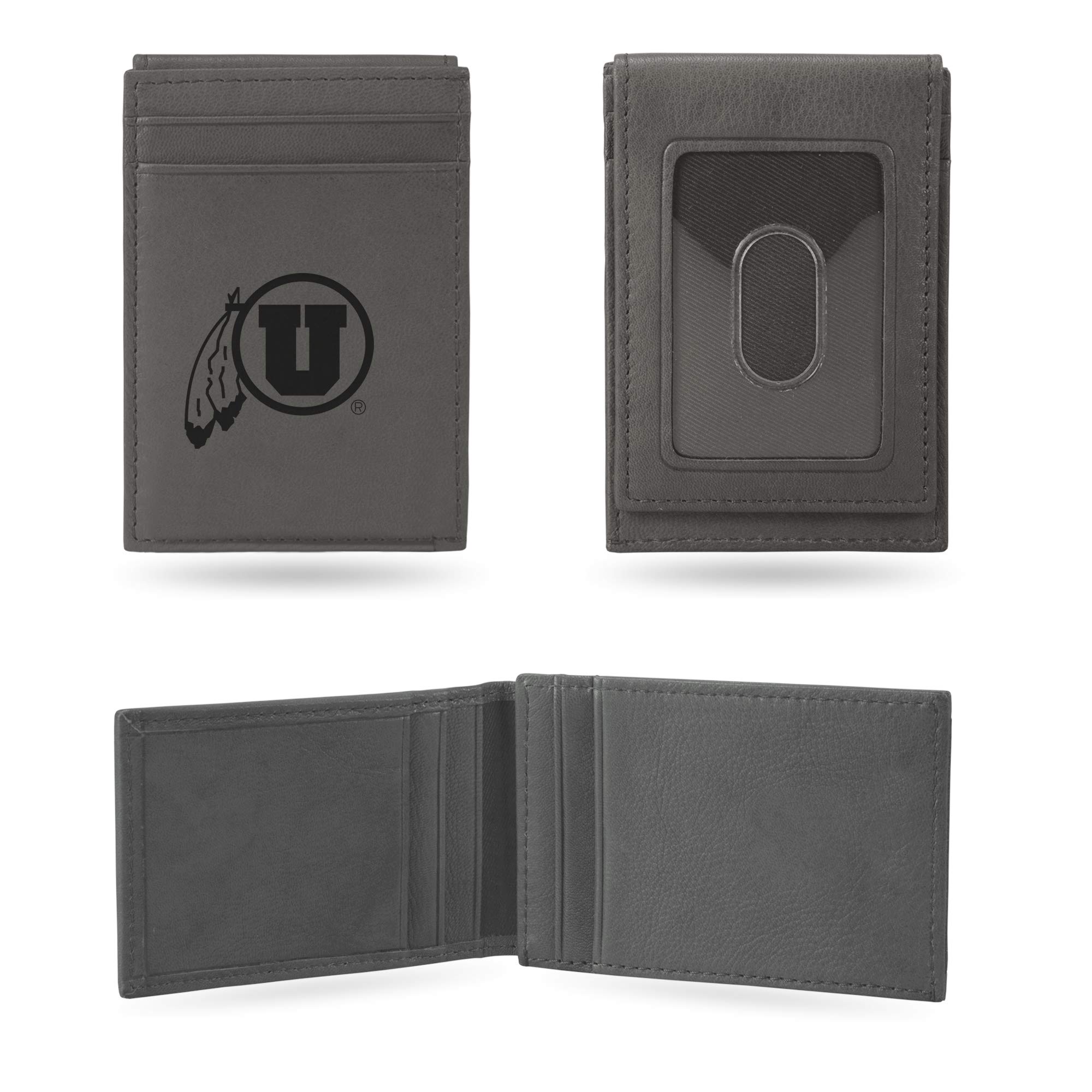 Rico Industries NCAA Gray Laser Engraved Front Pocket Wallet - Compact/Comfortable/Slim