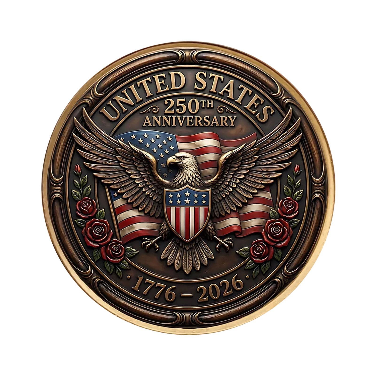 APGLSXY 250th Anniversary Coin 3D Relief Sculpture Souvenir Coin Independence Day History Enthusiasts for Patriotic Collection Gift