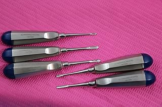 GERMAN 5 PC STRAIGHT DENTAL LUXATING APICAL ROOT TIP ELEVATOR ( SET OF 5 EACH )