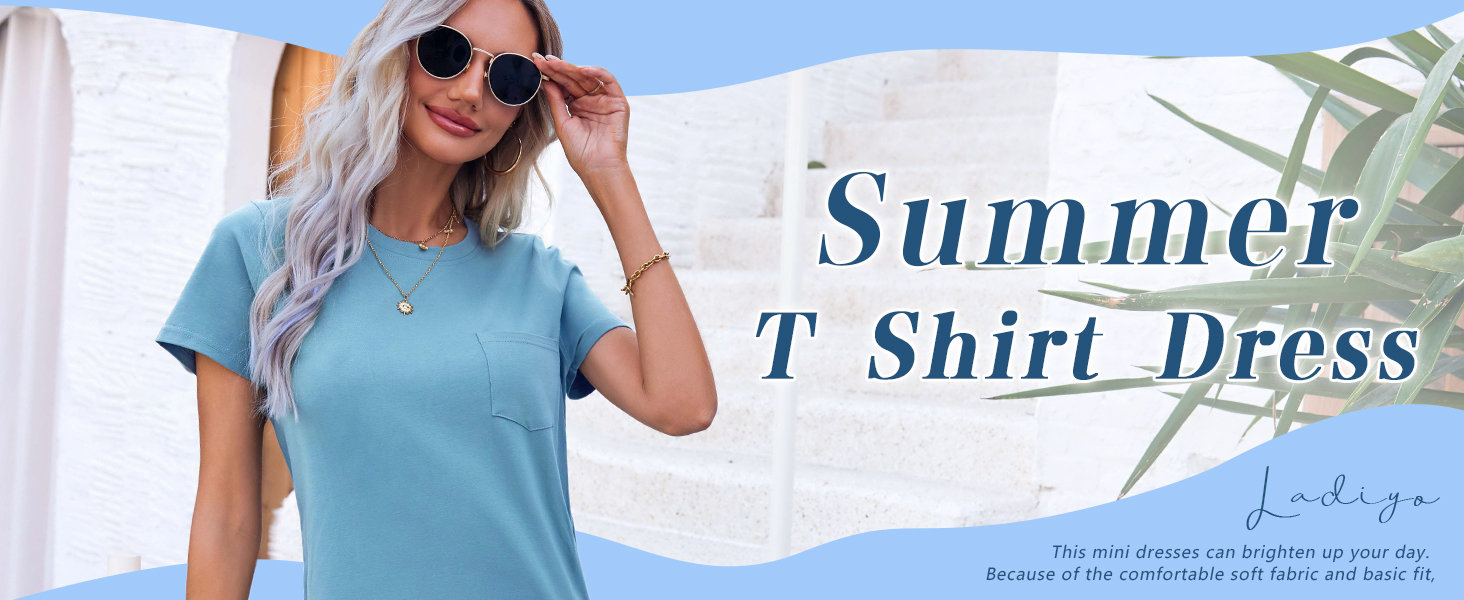 Ladiyo Women T Shirt Dress Summer Fashion Mini Crew Neck Short Sleeve Solid Color Casual Dresses with Pocket at Amazon Women's Clothing store Ladiyo Women T Shirt Dress Summer Fashion Mini Crew Neck Short Sleeve Solid Color Casual Dresses with Pocket at Amazon Women's Clothing store