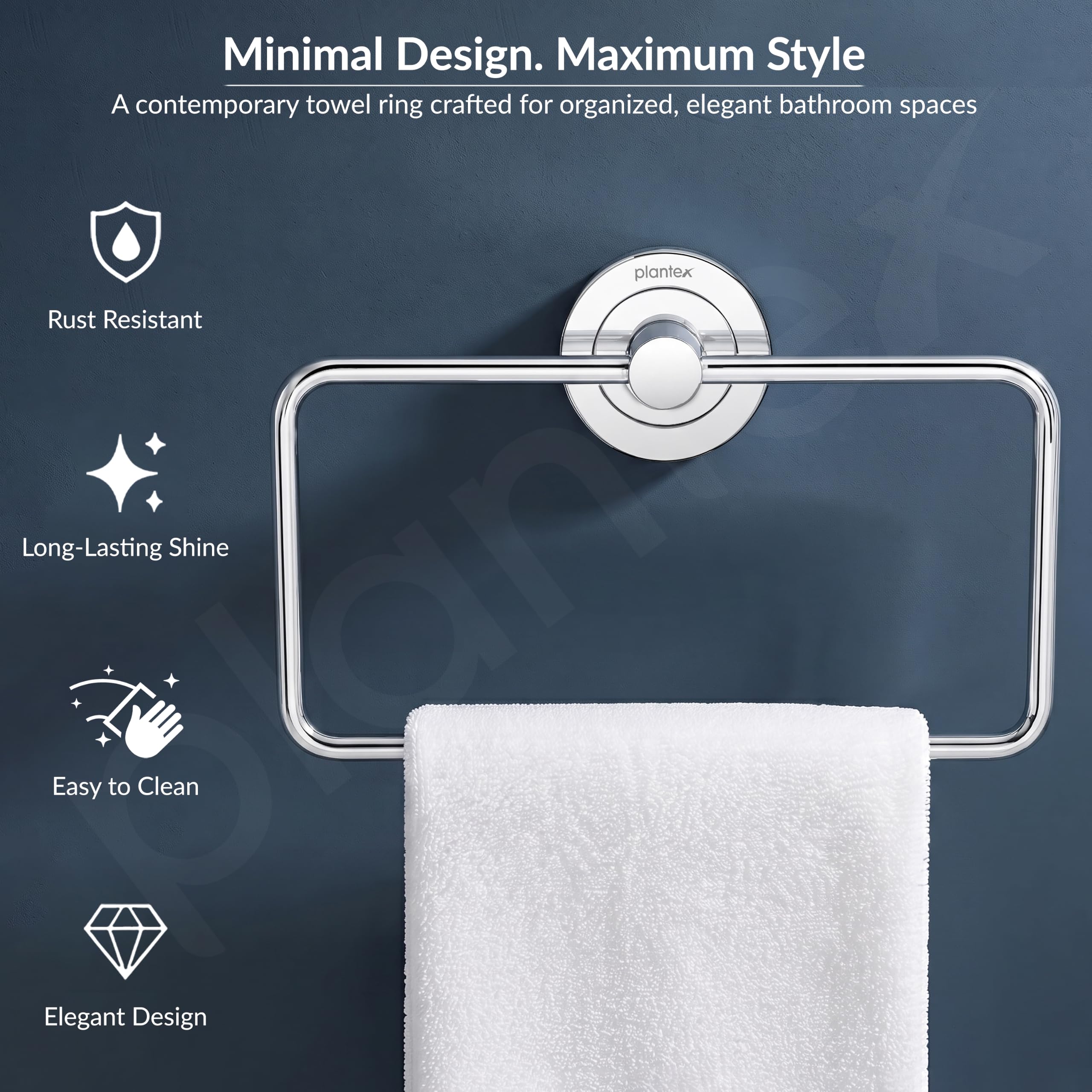 Plantex Stainless Steel Towel Rings - 2 Pack -3 Plantex Stainless Steel Towel Rings - 2 Pack -3