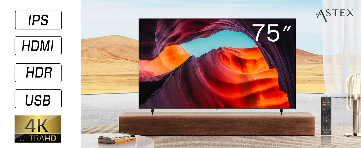 Amazon.co.jp: ASTEX 75インチ モニター 4K UHD 75V型 大型液晶