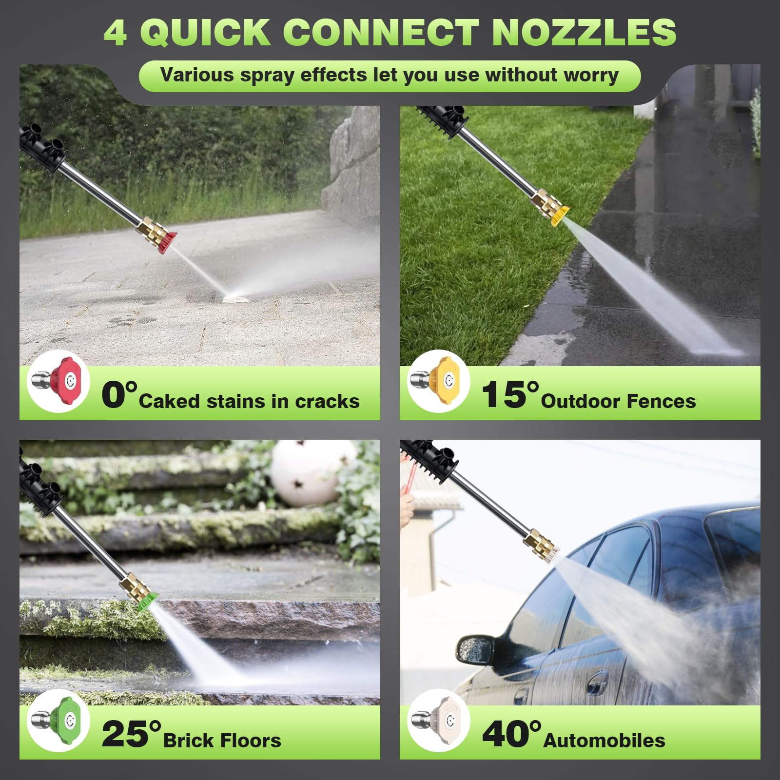 Idropulitrice ad alta pressione, 200 Bar, 2000 W, 540 l/h, 4 ugelli | Tubo da 10 m casa, giardino o auto, filtro per l’acqua, pistola ad alta pressione