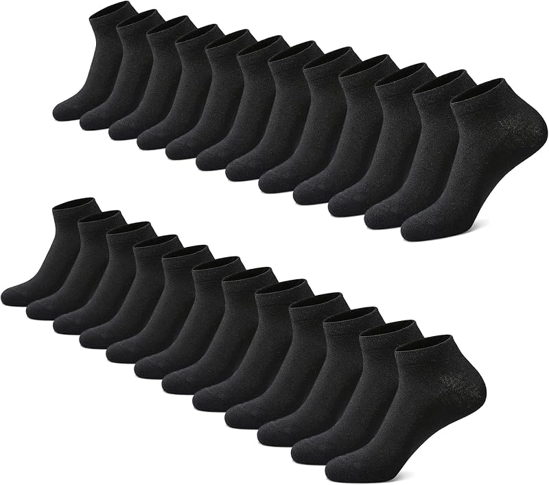 FALARY Sneaker Socken Herren & Damen bio Baumwolle 12 Paar Sneakersocken Kurze Socken Sportsocken Halbsocken Socks Unisex Schwarz WeiĂź Grau