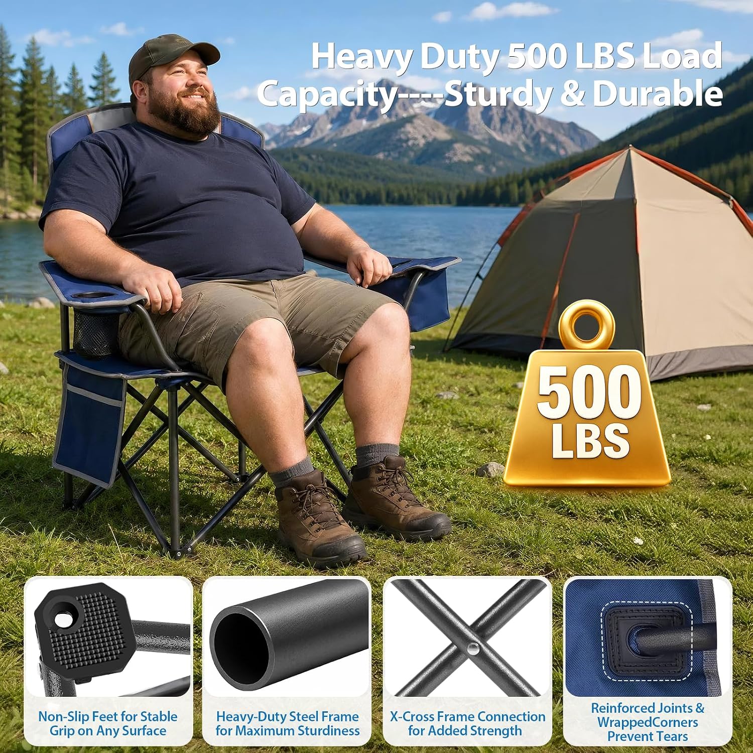 Ultimate Comfort: ZENPETIO 500LBS Oversized Folding Camping Chair Review