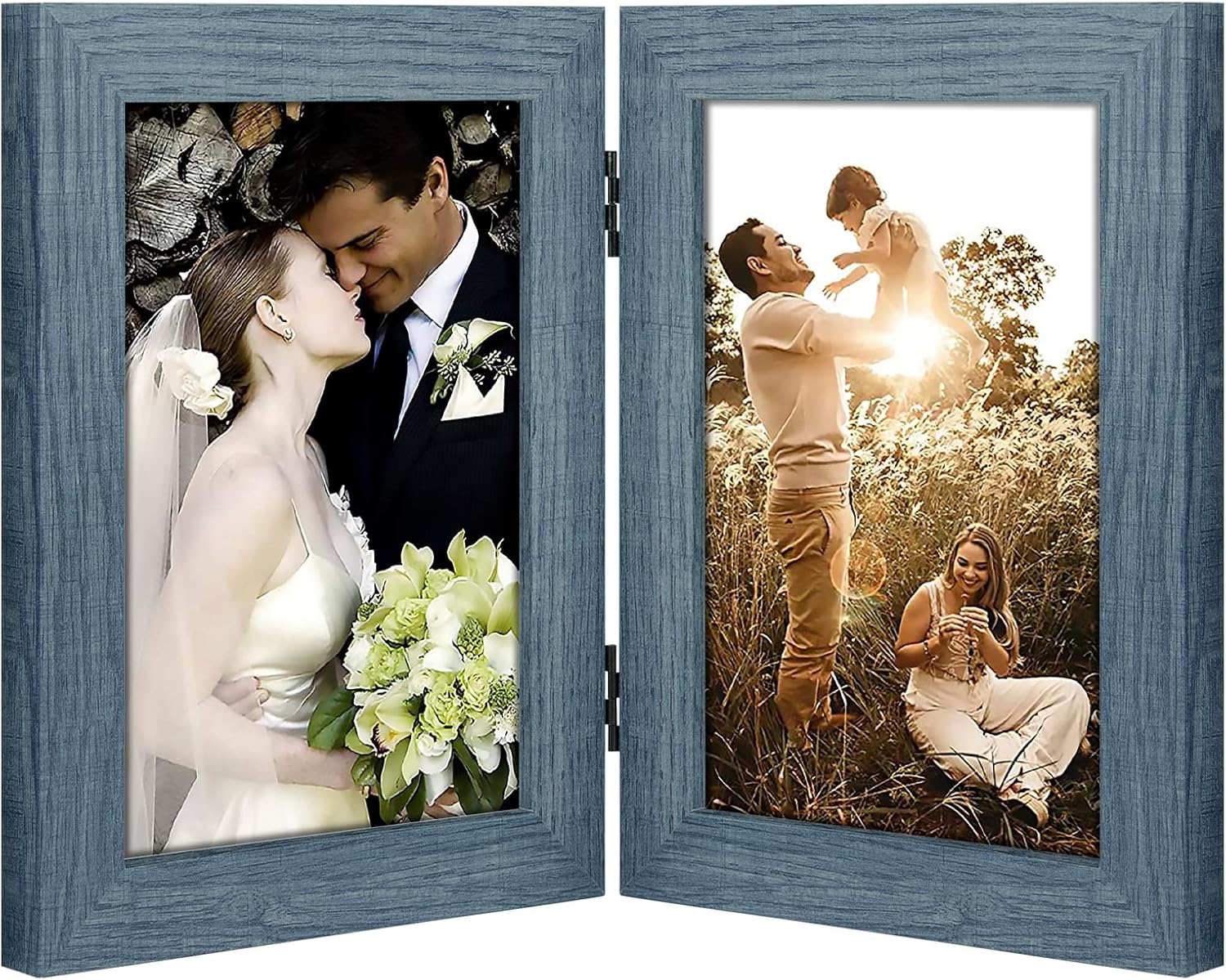 Golden State Art, 5x7 Double Picture Frame Vertical Hinged