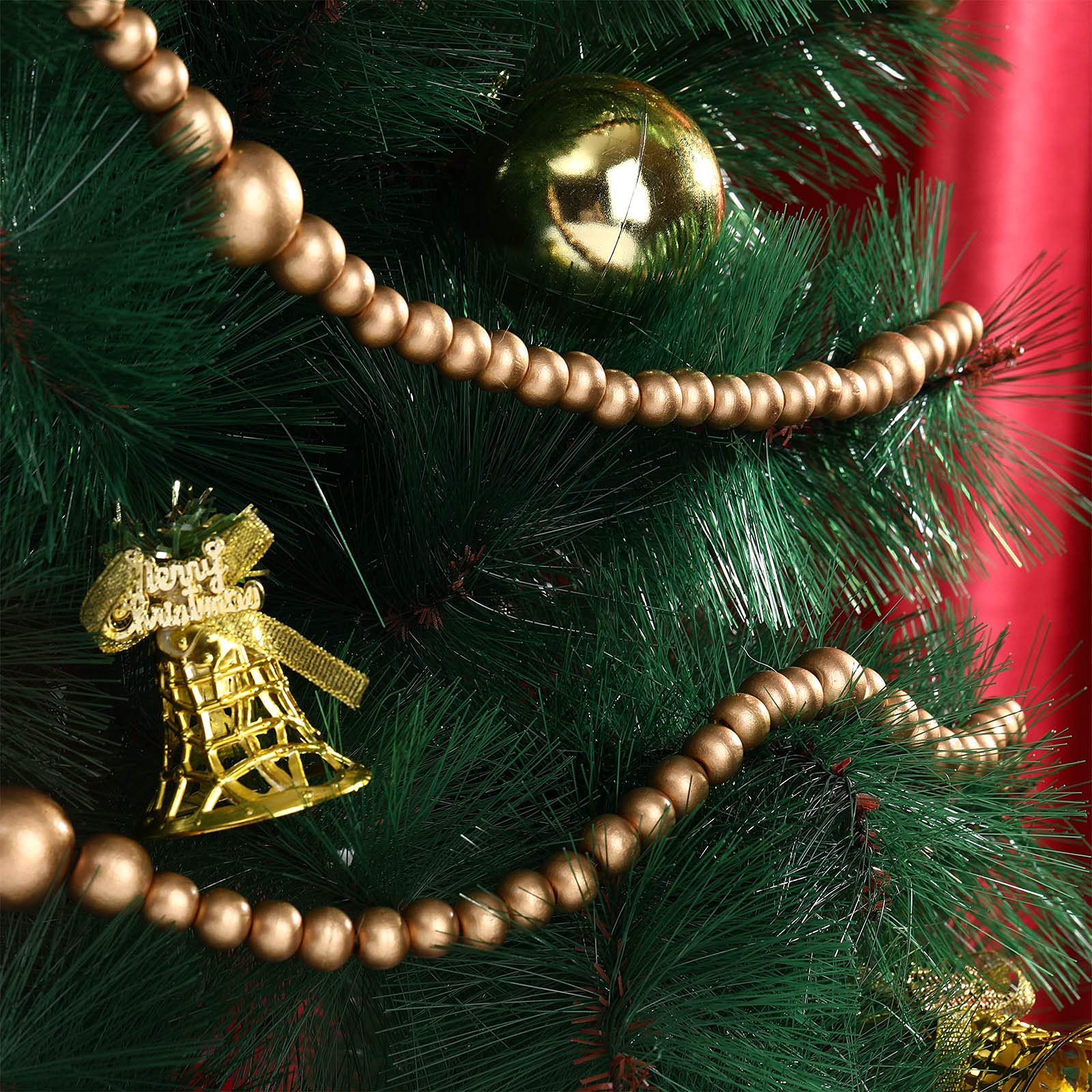 Amazon.co.jp: 12フィート クリスマス木製ビーズ クリスマスビーズ 