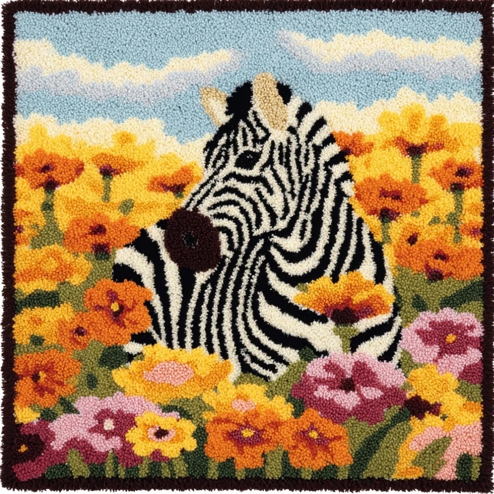 AxiangziK DIY Latch Hook Pillow Kits for Adults,Flowers and Zebras