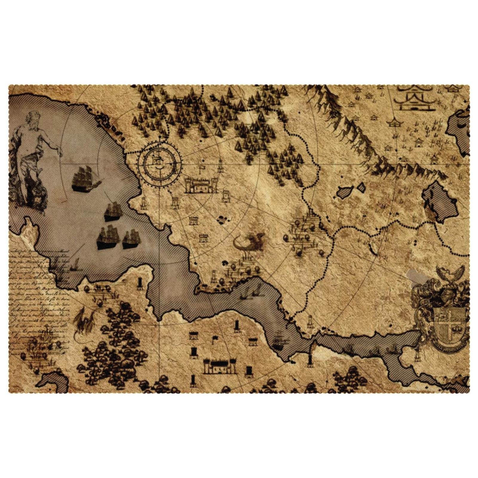 Sets de table vintage Map Old pour protéger votre mobilier des plats chauds en toute élégance